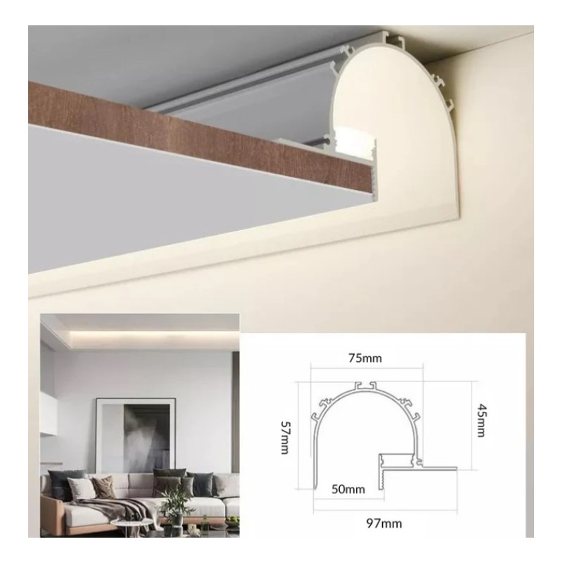 profil led aluminium blanc arrondi - 2m