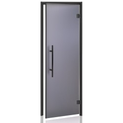 Porte gamme PREMIUM, cadre alu noir, verre anthracite mat 8mm