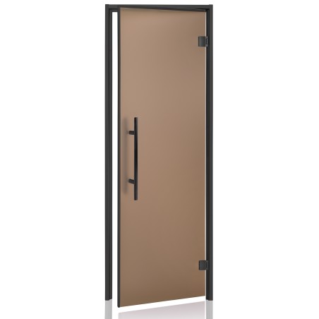 Porte gamme PREMIUM, cadre noir, verre Bronze mat 8mm