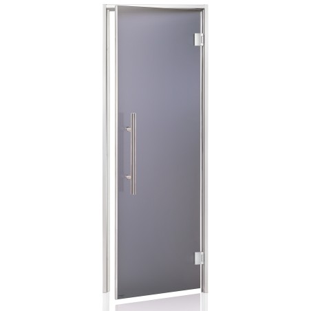 Porte gamme PREMIUM, cadre aluminium satiné, verre anthracite MAT 8mm