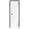 Porte gamme Basic, cadre aluminium noir, verre transparent 8mm